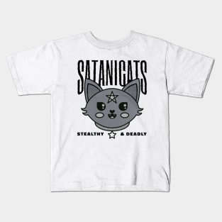 Satanic cat modern witch Kids T-Shirt